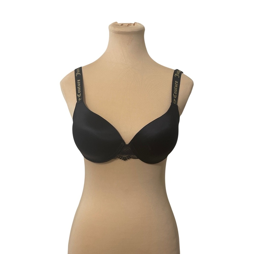 Juicy Couture Black Lace Trim Underwire Push Up Bra Womens‎ 34B Intimates